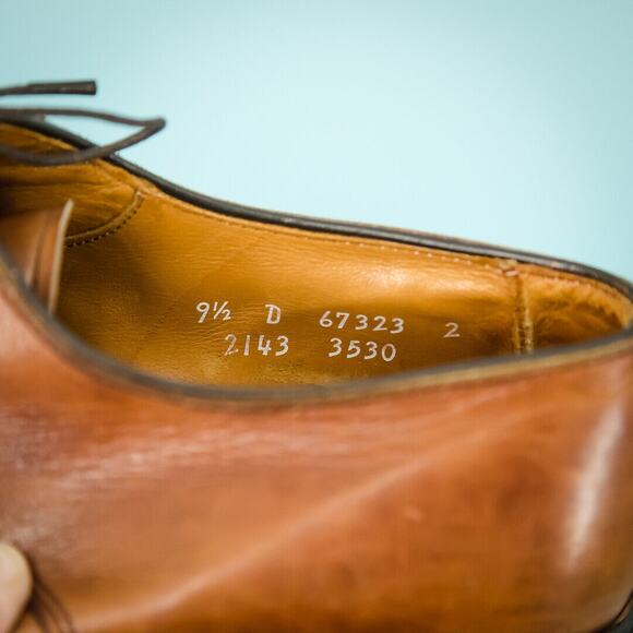 Allen Edmonds Size 9.5 D Wide Brown Leather Walton Lace Derby Dress Shoes - Picture 6 of 7